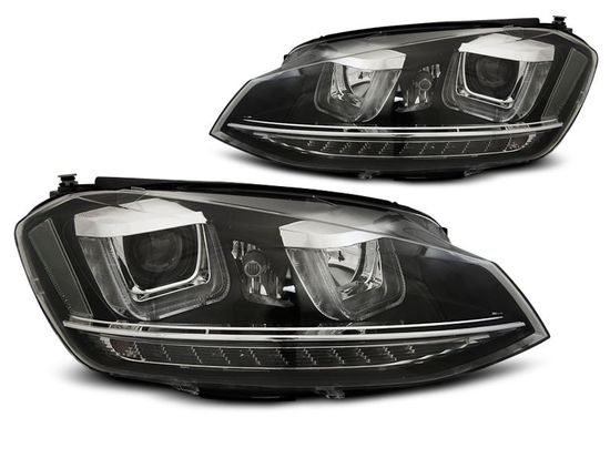 Передние фары U-Type для Volkswagen Golf VII (12-17) Black Silver