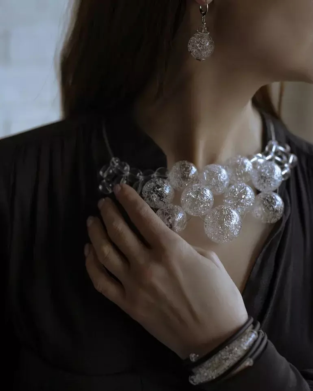 Серьги из муранского стекла. Замок левербек.