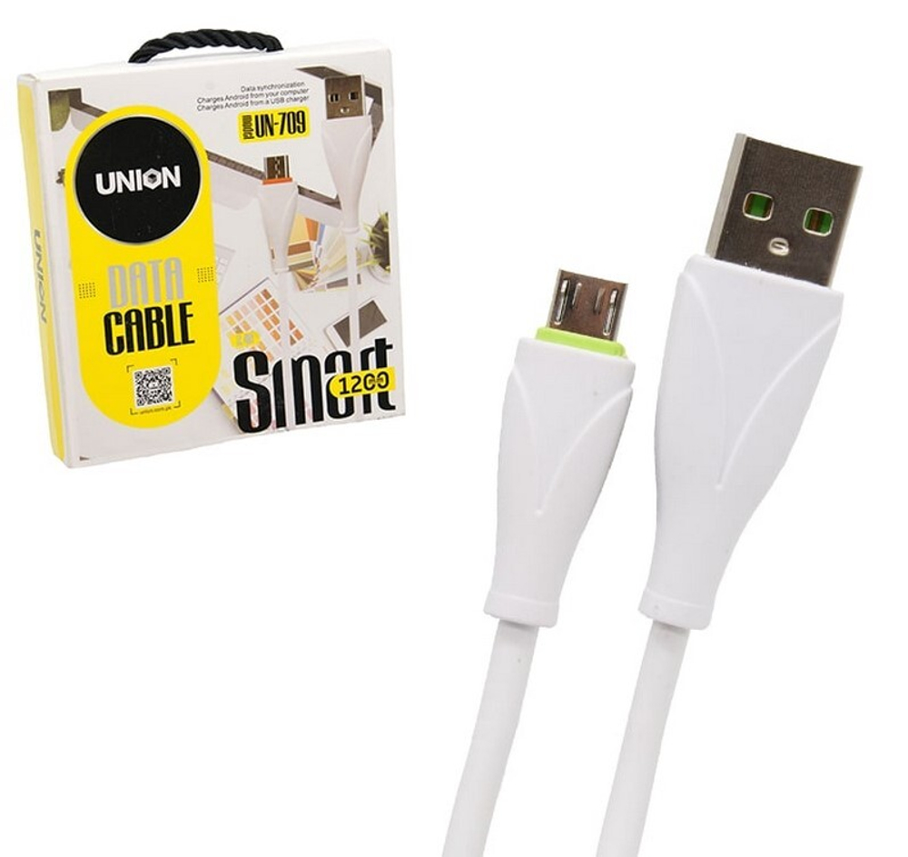 Кабель USB - Micro UNION UC-709 (белый) 1м