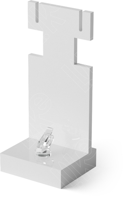 Подставка акриловая для гарнитура/2 прорези/2 выемки/зажим для кольца/ПЭТ карман/Н-90 мм.