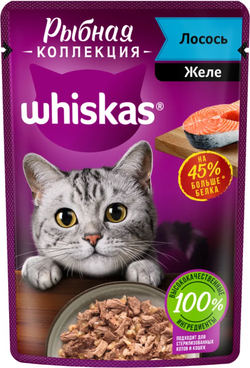 Whiskas Мясная коллекция Лосось желе 75г.*28шт.