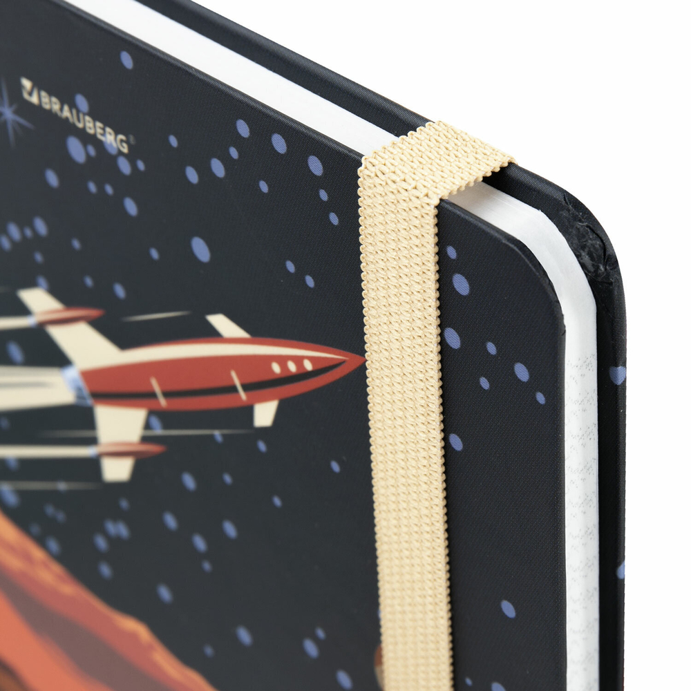 Блокнот с резинкой в клетку 96 л. А5 (145х203 мм) твердая обложка BRAUBERG "SpaceX" (4 штуки в упаковке)
