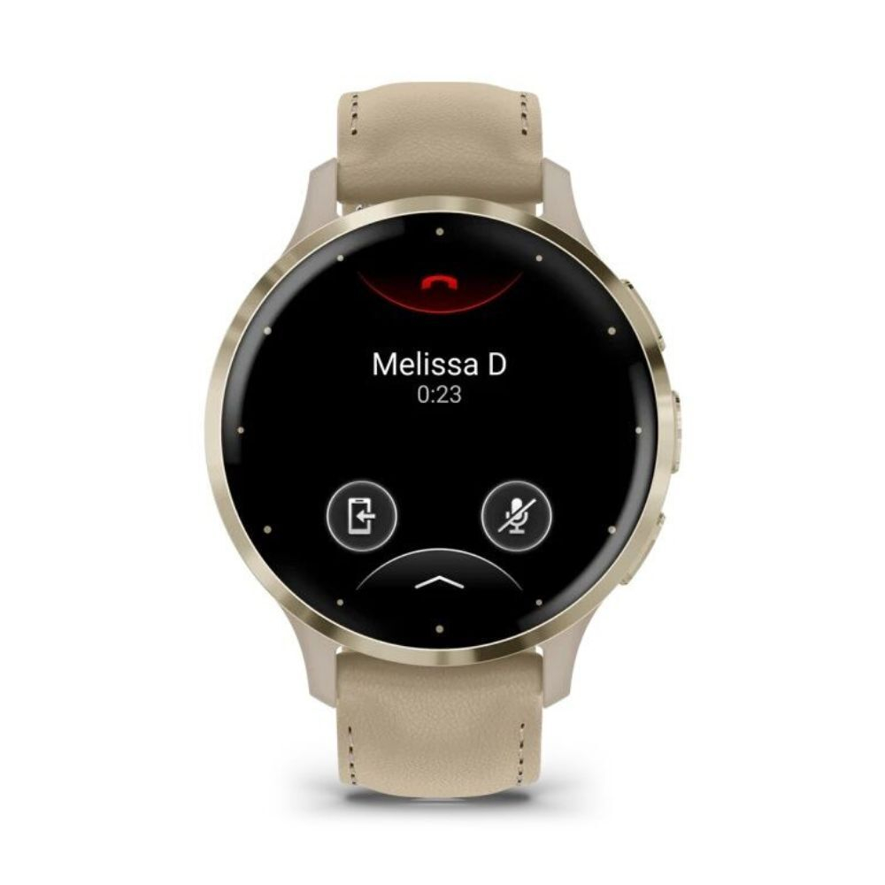 Умные часы Garmin Venu 3S цвета французский серый с кожаным ремешком с золотистым безелем