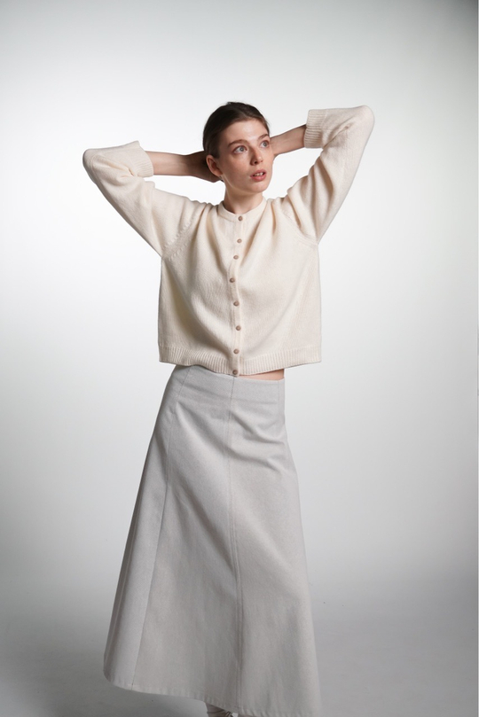 Юбка клиньями из плотного светло-серого хлопка