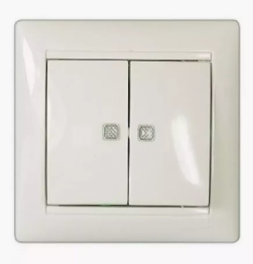 Выключатель 2-кл CУ белый зел.инд. Valena Legrand