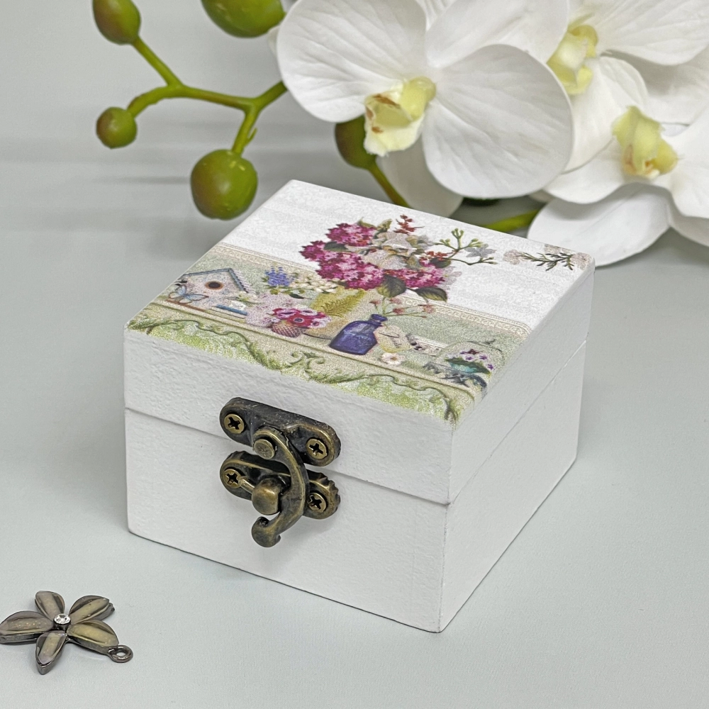 Шкатулка деревянная с зеркалом «МАРЦИПАН», ароматная вербена, 6.5*6.5*4.5см (в коробке)