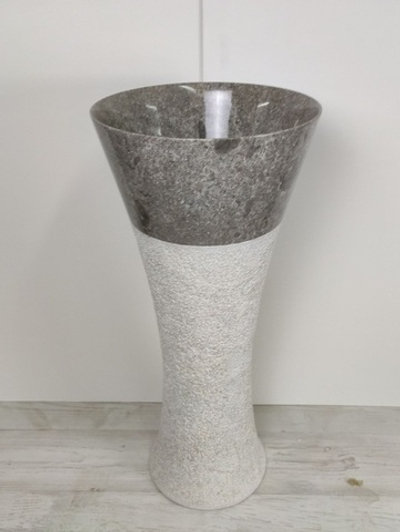 Раковина напольная из мрамора Pedestal Cream/Greey MN-390 (40*40*90 см)