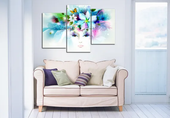 Модульная картина "Девушка бабочка"