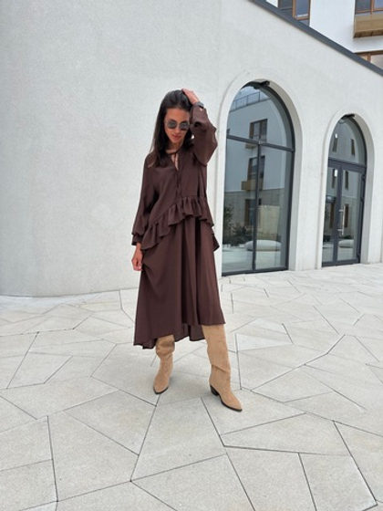 Платье шелк "Романтик" (шоколад)