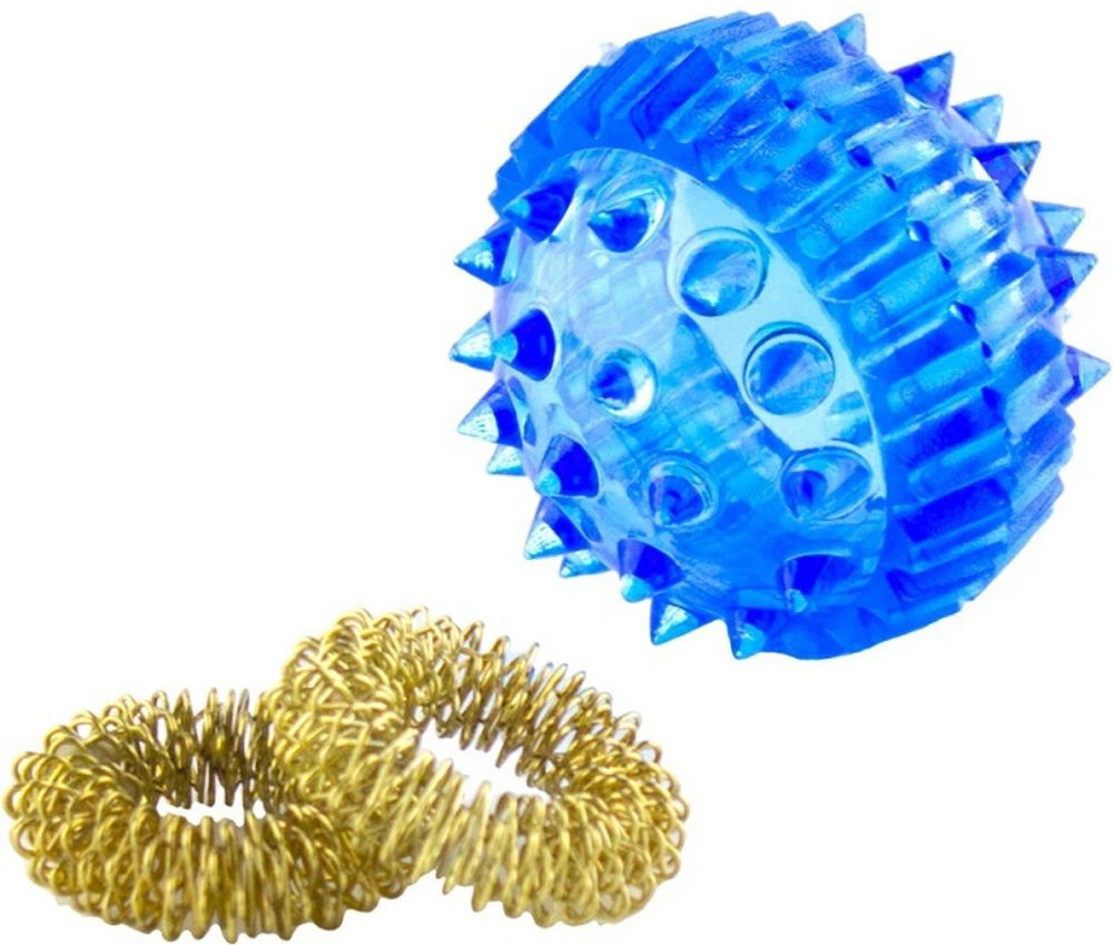 Массажный шарик с шипами (с двумя кольцевыми пружинами)