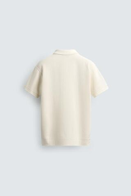 ZARA ПОЛО ПИКЕ REGULAR FIT, ЭКРЮ
