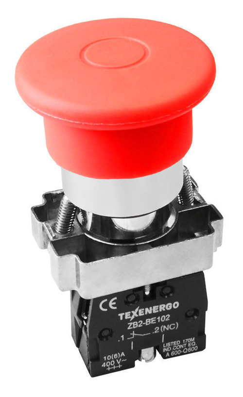 Кнопочный выключатель LAY5-BТ42 "Грибок" красный с фиксацией 1р