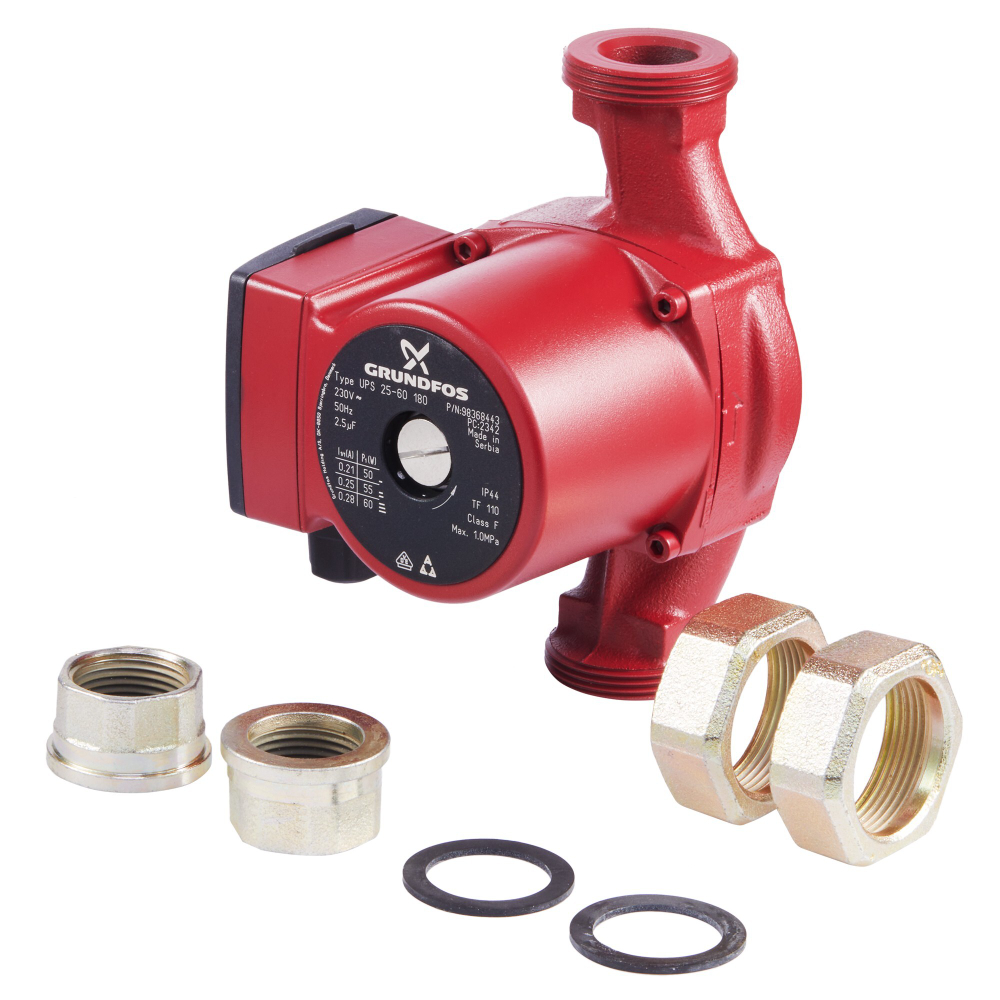 Насос циркуляционный Grundfos UPS 25-60 (EU) с гайками