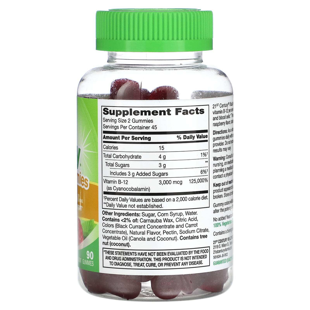 21st Century, VitaJoy® B-12, со вкусом малины, 90 жевательных конфет (1500 мкг в 1 жевательной таблетке)