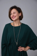 Колье "Бэль" серый жемчуг с цирконами, оттенок золото