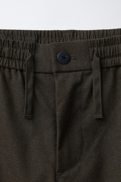 ZARA КОСТЮМНЫЕ БРЮКИ ИЗ ТКАНИ SOFT TOUCH, ТЕМНЫЙ ХАКИ