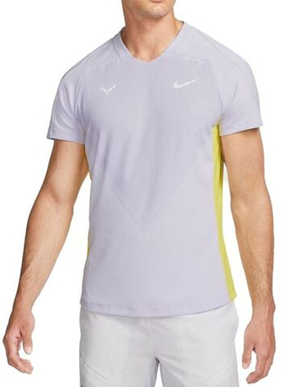 Мужская теннисная футболка Nike Court Dri-Fit Advantage Rafa Top - violet frost/yellow strike/white