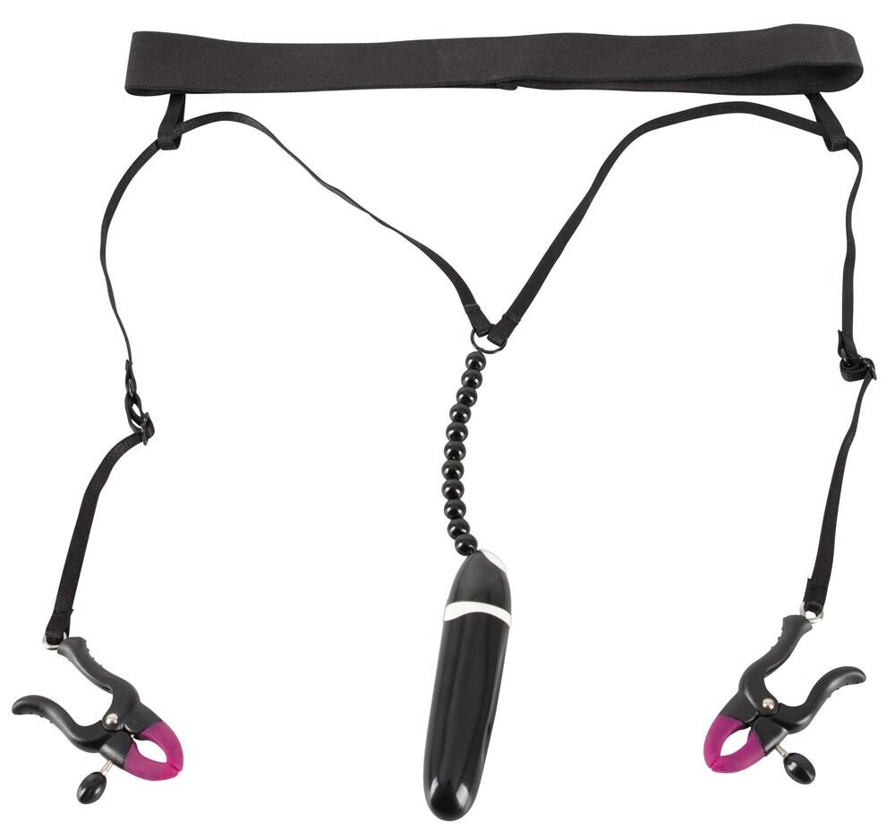 Женские вибростринги с зажимами для половых губ Spreader String with Vibrator