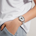 JOKER CAT Quartz Movement Steel Strap Watch Unisex Blue Dial