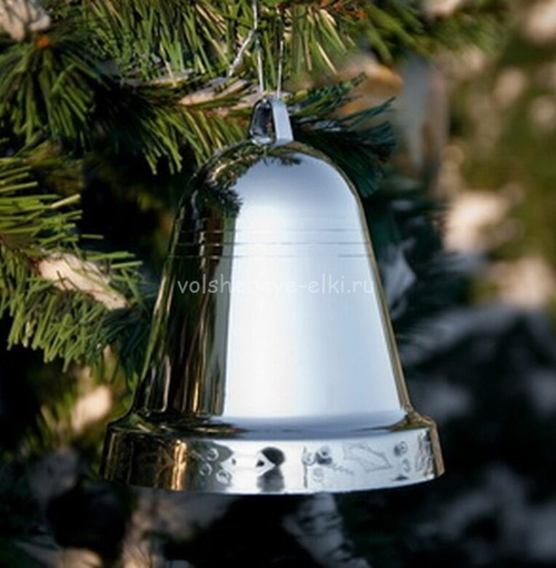 Колокольчик ёлочный, 125 мм. (12,5 см.), серебряный, для уличной ёлки