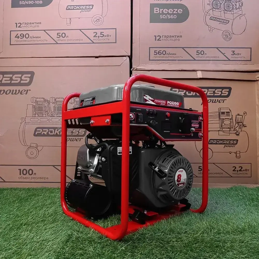 Генератор инверторный PROKRESS POWER PG5200i (3,8/4,1кВт, 9.6л, 25кг, ручной пуск) открытый