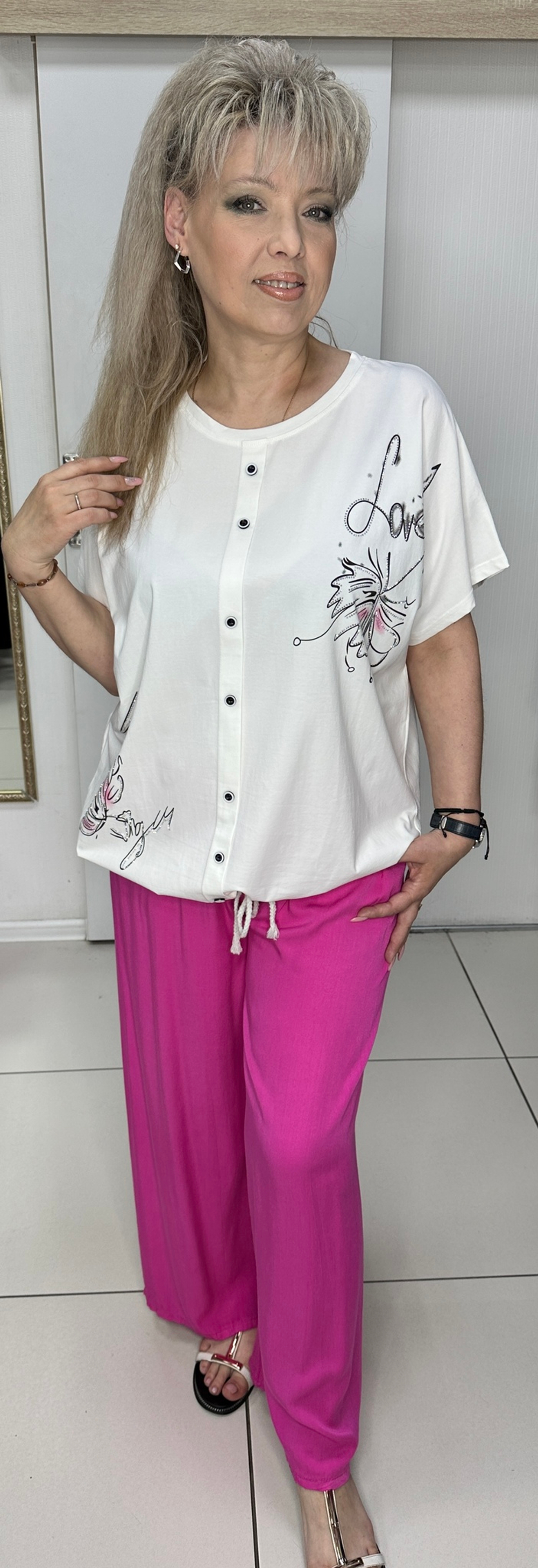 Белый коттоновый блузон "обманка" на кулиске