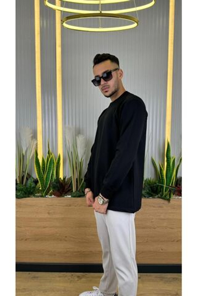 Модная однотонная толстовка с двумя нитями и велосипедным воротником.