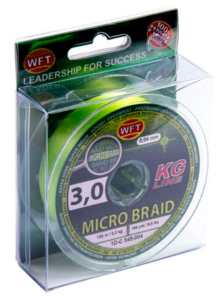 Леска плетёная WFT KG MICRO BRAID Chartreuse 150 м, 0.04 мм