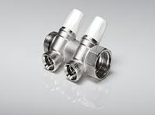 Коллектор REHAU латунный с регулирующими вентилями 1quot;х3/4quot; 2 выхода под евроконус