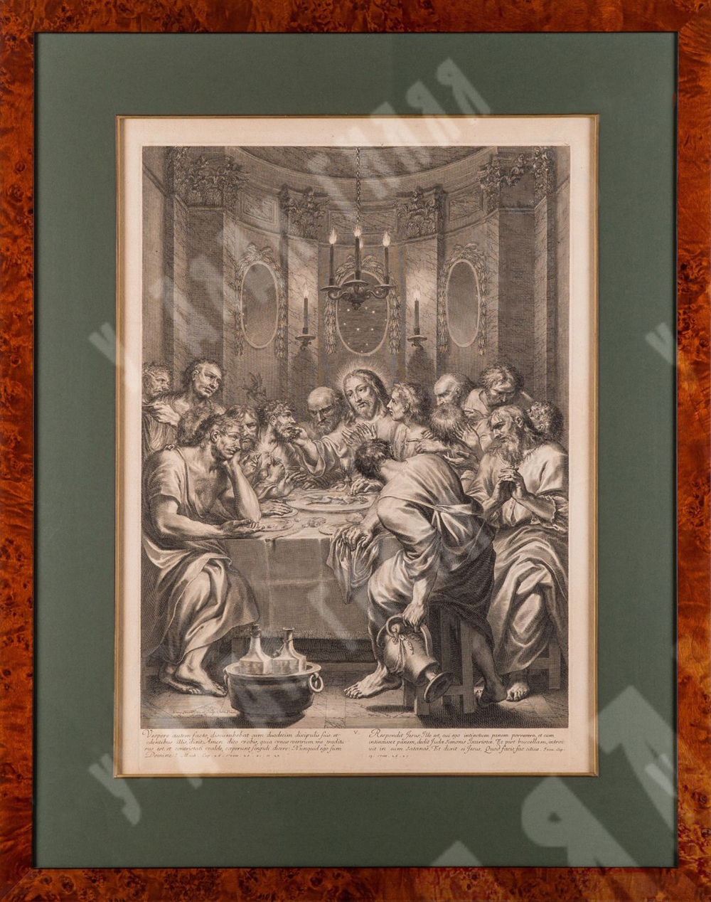 Юре Грегуар (Grégoire Huret; 1606–1670). Гравюра «Тайная вечеря» по собственному рисунку. 1664 г.