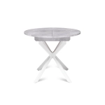 Стол круглый раздвижной Твист (90+30) цемент светлый / опоры белые