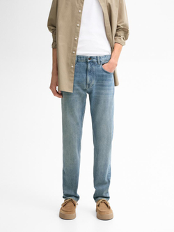 Massimo Dutti Зауженные джинсы с эффектом потертости, индиго