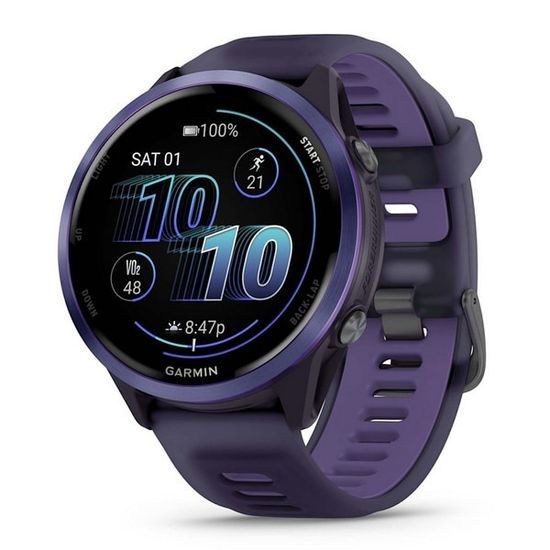 Garmin Forerunner 570 47 мм — Алюминий цвета индиго с полупрозрачным ремешком цвета имперского пурпура/индиго