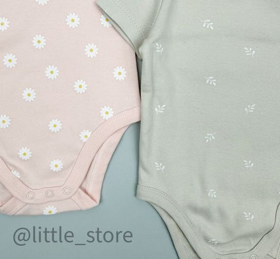 Комплект боди с коротким рукавом, Веточки/ромашки