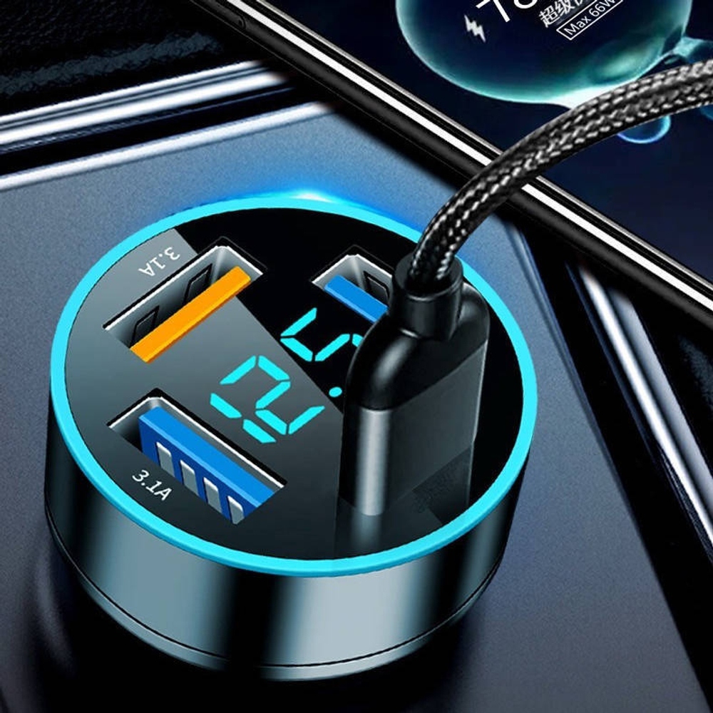 Автомобильная зарядка TDS TS-CAU71 QC3.0+3*USB с вольтметром