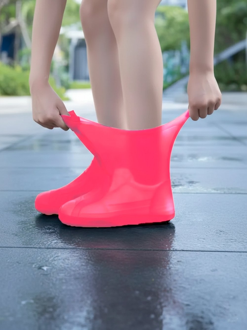 Дождевики для обуви многоразовые силиконовые красные L (р.41-47) 450015-L4