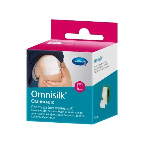 Omnisilk (Омнисилк) фиксирующий пластырь из искусственного шелка 5 м × 5 см нестерильный
