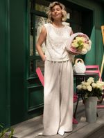 Брюки льняные Тропик (бежевый меланж) Б15919-1М LT Collection