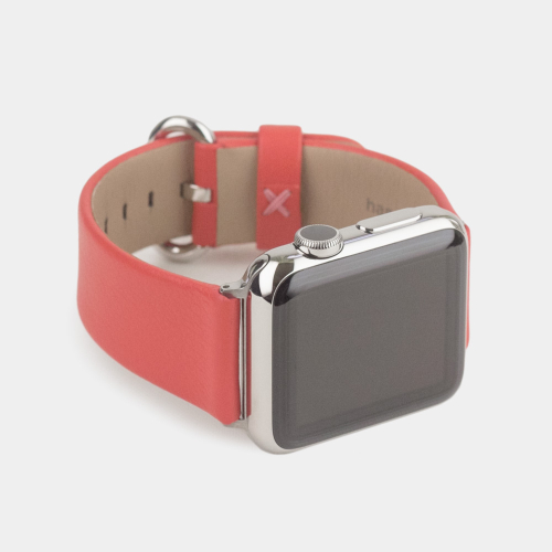 Ремешок для Apple Watch 44/45/46 mm из кожи теленка, кораллового цвета