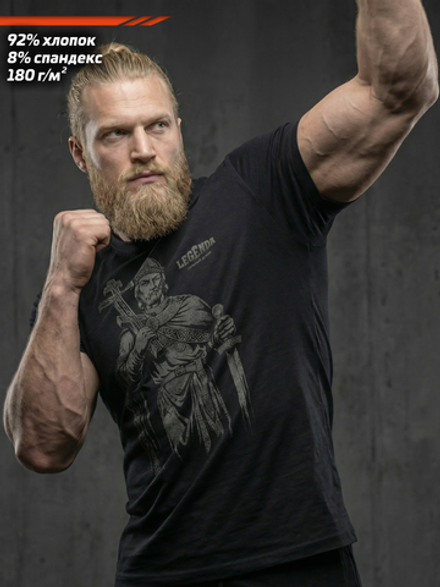 Футболка спортивная хлопковая мужская черная LEGENDA Князь