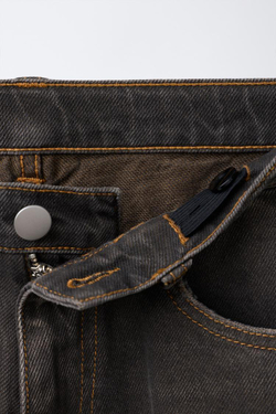 ZARA ДЖИНСЫ SKATER OVERDYE, КОРИЧНЕВЫЙ