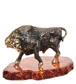 Народные промыслы AM- 964 Фигурка «Бык» (латунь, янтарь)