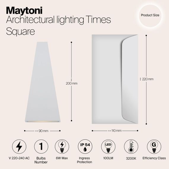 Уличный настенный светодиодный светильник Maytoni Times Square O580WL-L6W