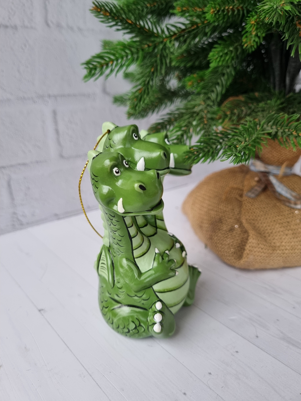 Змей горыныч ёлочная игрушка из фарфора