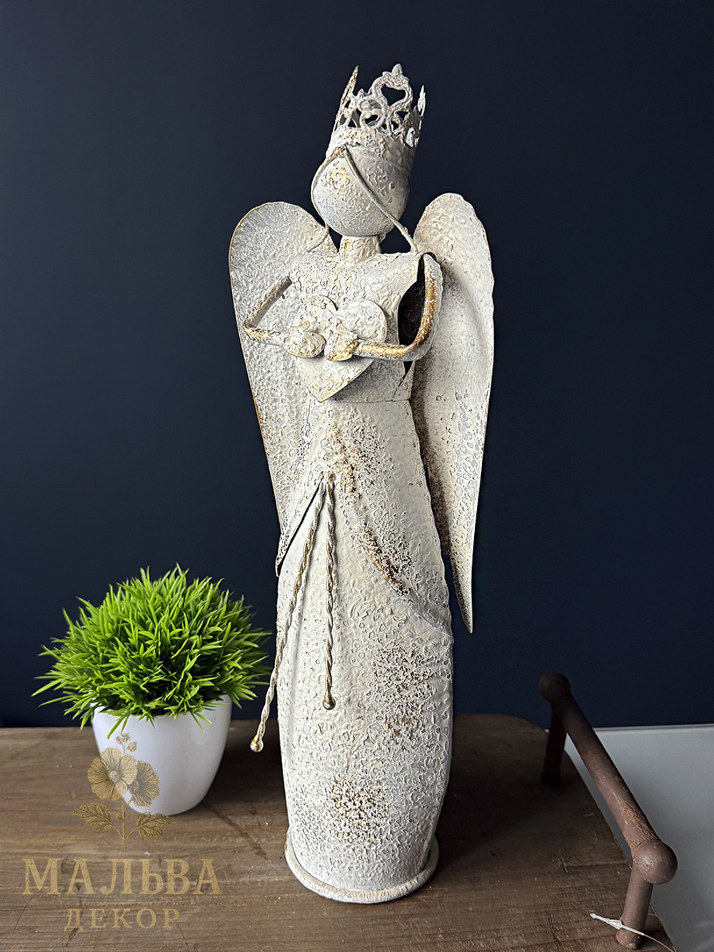 Декор "Ангел" кремовый антик 14x8xH38,5 см