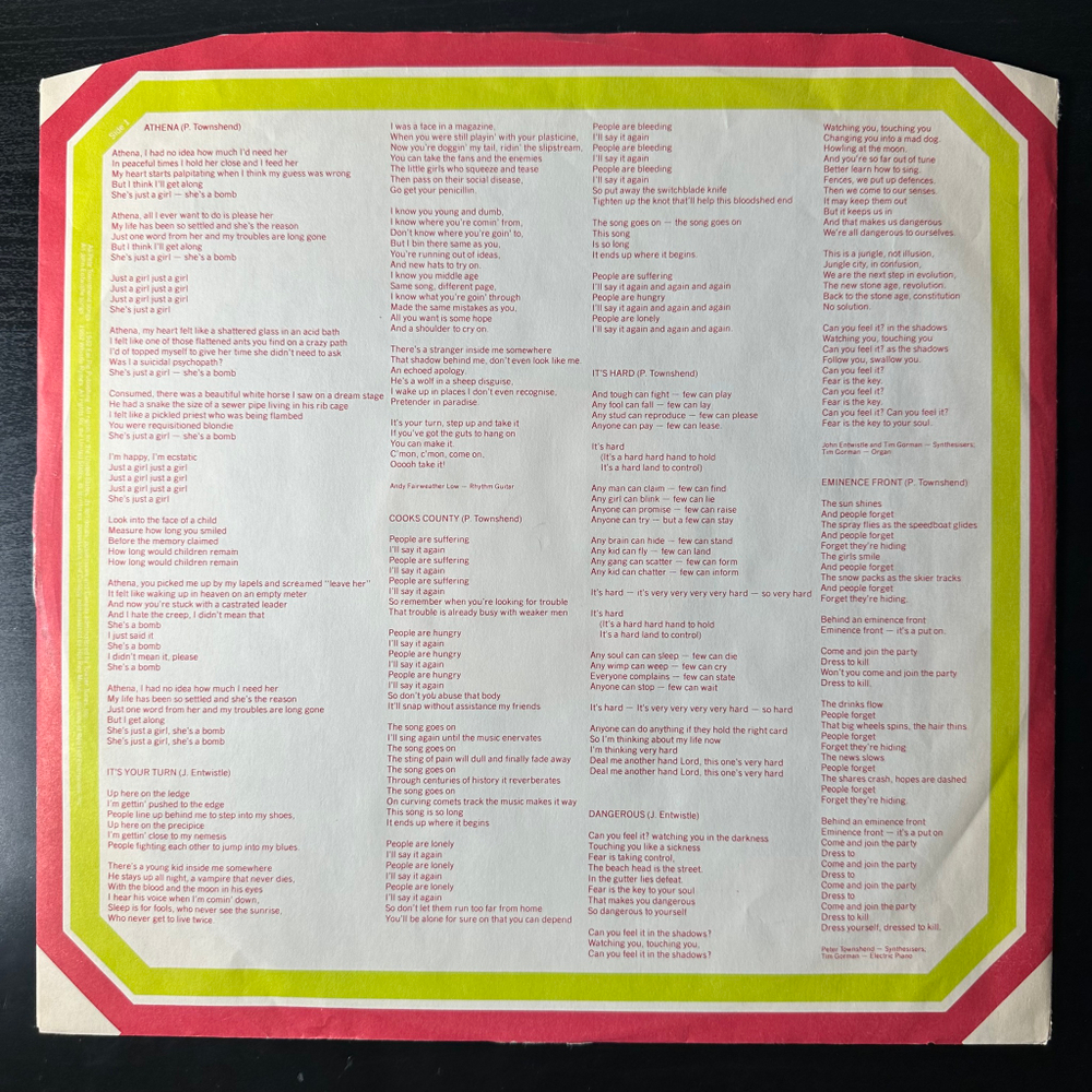 The Who ‎– It's Hard (Скандинавия 1982г.)