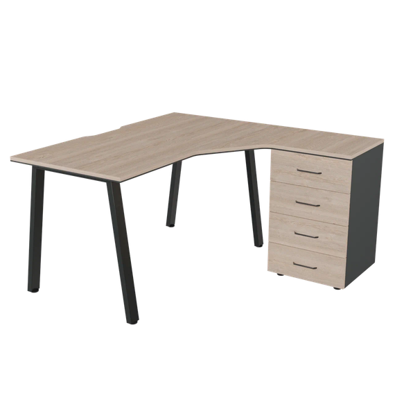 Рабочее место на А-каркасе правое PREGO OFFICE 1600*1400*750 ПОРМ-16АП