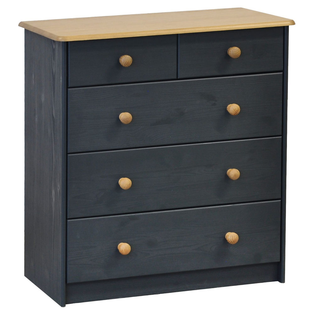 Dipriz Комод Хаба деревянный для одежды 5 ящиков, серый/антик