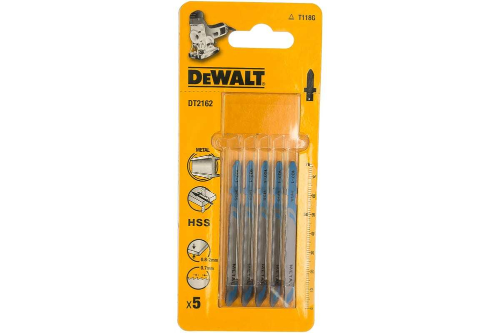 Набор пилок по металлу (5 шт; 76 мм; 0.7TPI; HSS) для лобзика DEWALT DT 2162