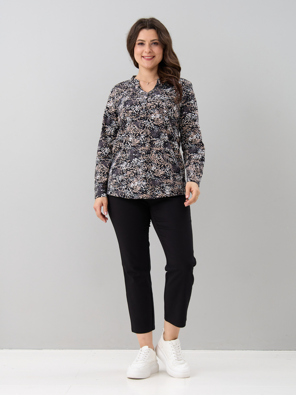 Блузка БЛ-22/черный-бежабстракция